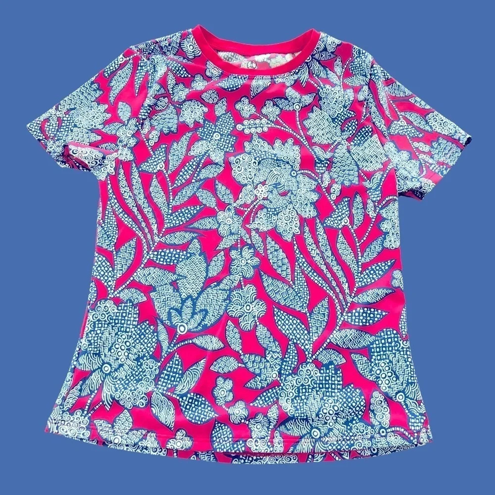 Lands End Kids Girls Medium 10-12 UPF sun Protection Rash Guard Swim Shirt Pink